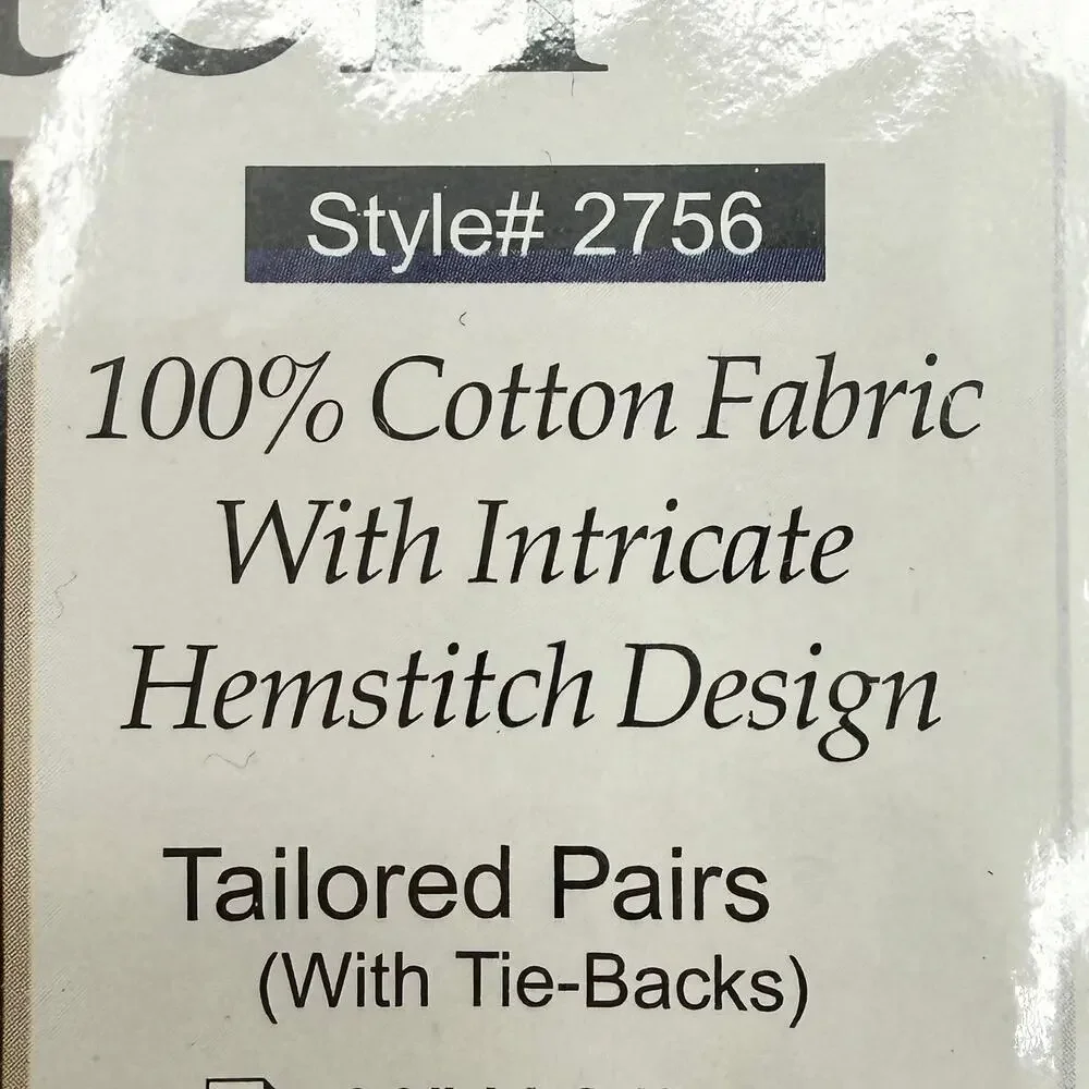 Vintage White Hemstitch Cotton Curtain Panels 80x63 Tailored Pair w/ Tiebacks‎